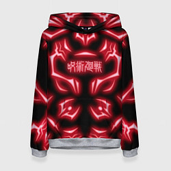 Толстовка-худи женская Магическая битва светящиеся Знаки Сукуны, цвет: 3D-меланж