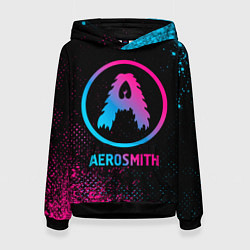 Толстовка-худи женская Aerosmith - neon gradient, цвет: 3D-черный