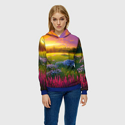 Толстовка-худи женская Летний закат, цвет: 3D-синий — фото 2