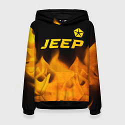 Толстовка-худи женская Jeep - gold gradient: символ сверху, цвет: 3D-черный