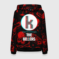 Толстовка-худи женская The Killers rock glitch, цвет: 3D-черный