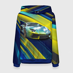 Толстовка-худи женская Суперкар Lamborghini Reventon, цвет: 3D-синий