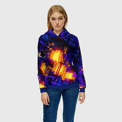 Толстовка-худи женская Фиолетовая и оранжевая схема, цвет: 3D-синий — фото 2
