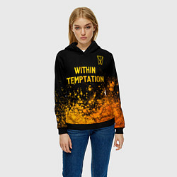 Толстовка-худи женская Within Temptation - gold gradient: символ сверху, цвет: 3D-черный — фото 2