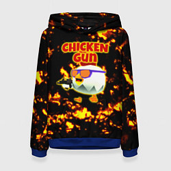 Женская толстовка Chicken Gun на фоне огня