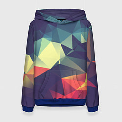 Толстовка-худи женская Разноцветный полигональный узор, цвет: 3D-синий