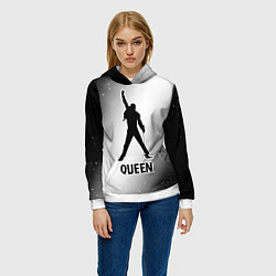 Толстовка-худи женская Queen glitch на светлом фоне, цвет: 3D-белый — фото 2