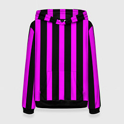 Толстовка-худи женская В полоску черного и фиолетового цвета, цвет: 3D-черный
