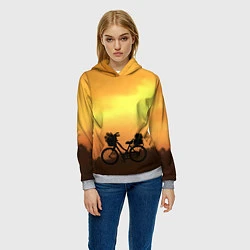 Толстовка-худи женская Велосипед на закате, цвет: 3D-меланж — фото 2