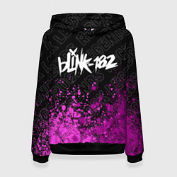 Толстовка-худи женская Blink 182 rock legends: символ сверху, цвет: 3D-черный