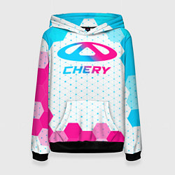 Толстовка-худи женская Chery neon gradient style, цвет: 3D-черный