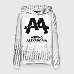 Толстовка-худи женская Asking Alexandria с потертостями на светлом фоне, цвет: 3D-белый