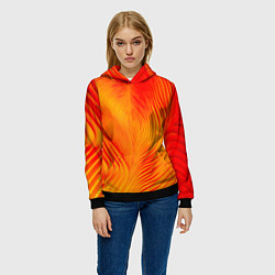 Толстовка-худи женская Фантазия в красном и желтом, цвет: 3D-черный — фото 2