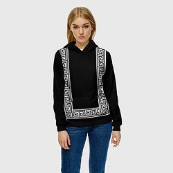 Толстовка-худи женская Египетский орнамент на черном фоне, цвет: 3D-черный — фото 2