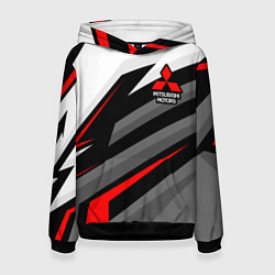 Толстовка-худи женская Mitsubishi motors - красная линия, цвет: 3D-черный