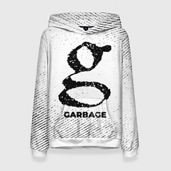 Толстовка-худи женская Garbage с потертостями на светлом фоне, цвет: 3D-белый