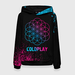 Толстовка-худи женская Coldplay - neon gradient, цвет: 3D-черный