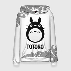 Толстовка-худи женская Totoro glitch на светлом фоне, цвет: 3D-белый