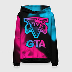 Толстовка-худи женская GTA - neon gradient, цвет: 3D-черный