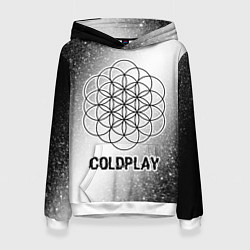 Толстовка-худи женская Coldplay glitch на светлом фоне, цвет: 3D-белый