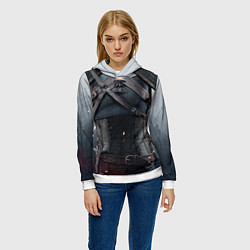 Толстовка-худи женская Броня Геральта, цвет: 3D-белый — фото 2