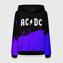 Толстовка-худи женская AC DC purple grunge, цвет: 3D-черный