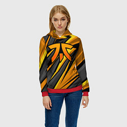 Толстовка-худи женская Fnatic - киберспорт желтый, цвет: 3D-красный — фото 2