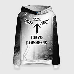 Толстовка-худи женская Tokyo Revengers glitch на светлом фоне, цвет: 3D-белый