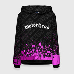 Толстовка-худи женская Motorhead rock legends: символ сверху, цвет: 3D-черный