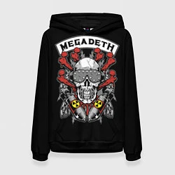 Толстовка-худи женская Megadeth - ядерный череп, цвет: 3D-черный