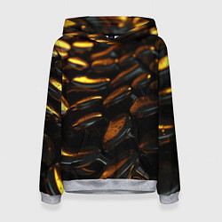 Толстовка-худи женская Абстрактные золотые камни, цвет: 3D-меланж