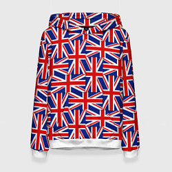Толстовка-худи женская Флаги Великобритании, цвет: 3D-белый