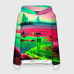 Толстовка-худи женская Кислотный мир, цвет: 3D-белый