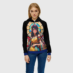 Толстовка-худи женская Ай айдол - звездное дитя - витраж, цвет: 3D-синий — фото 2