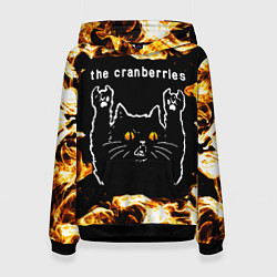 Толстовка-худи женская The Cranberries рок кот и огонь, цвет: 3D-черный
