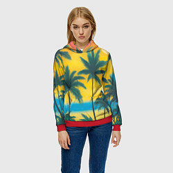 Толстовка-худи женская Закат на отдыхе, цвет: 3D-красный — фото 2