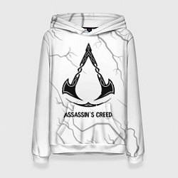 Толстовка-худи женская Assassins Creed glitch на светлом фоне, цвет: 3D-белый