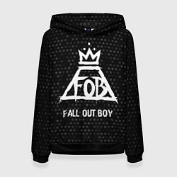 Толстовка-худи женская Fall Out Boy glitch на темном фоне, цвет: 3D-черный