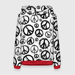 Толстовка-худи женская Many peace logo, цвет: 3D-красный