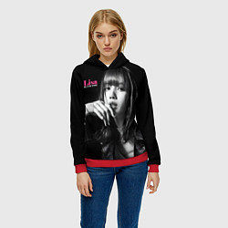 Толстовка-худи женская Blackpink Lisa in leather jacket, цвет: 3D-красный — фото 2