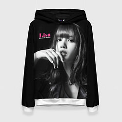 Толстовка-худи женская Blackpink Lisa in leather jacket, цвет: 3D-белый