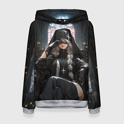 Толстовка-худи женская Монашка 2b от нейросети, цвет: 3D-меланж