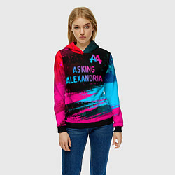 Толстовка-худи женская Asking Alexandria - neon gradient: символ сверху, цвет: 3D-черный — фото 2