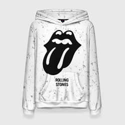 Толстовка-худи женская Rolling Stones glitch на светлом фоне, цвет: 3D-белый