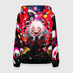 Толстовка-худи женская Сумасшедшая аниме девочка от нейросети, цвет: 3D-черный