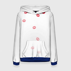 Толстовка-худи женская Следы поцелуев губы, цвет: 3D-синий