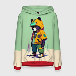 Толстовка-худи женская Прикольный мишутка - городской стиль, цвет: 3D-красный