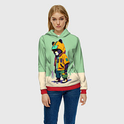 Толстовка-худи женская Прикольный мишутка - городской стиль, цвет: 3D-красный — фото 2