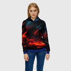 Толстовка-худи женская Red black abstract, цвет: 3D-синий — фото 2