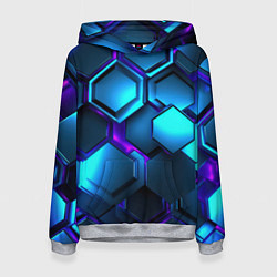 Толстовка-худи женская Объемные неоновые плиты, цвет: 3D-меланж